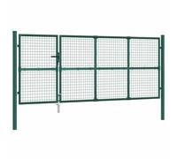 vidaXL Puerta de jardín de malla verde 350x125 cm Acero galvanizado