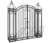 vidaXL Puerta Decorativa de Jardín de Hierro Forjado Negra Cancela para Patio