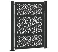 vidaXL Puerta de jardín metálica diseño de hoja en acero negro 105x130 cm