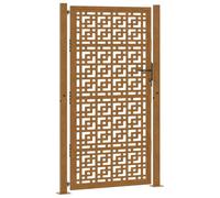 vidaXL Puerta de jardín diseño en Cruz de Acero Desgastado 105x205 cm, Puerta de Cerca, Puerta Exterior, Puerta de Metal, Puerta de Seguridad