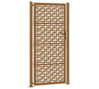 vidaXL Puerta de jardín diseño en Cruz de Acero Desgastado 105x205 cm, Puerta de Cerca, Puerta Exterior, Puerta de Metal, Puerta de Seguridad