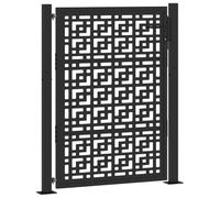 vidaXL Puerta de jardín diseño en Cruz de Acero Negra 105x130 cm, Puerta de Cerca, Puerta Exterior, Puerta de Metal, Puerta de Seguridad