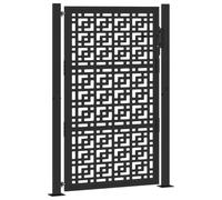 vidaXL Puerta de jardín diseño en cruz de acero negra 105x155 cm, puerta de cerca, puerta exterior, puerta de metal, puerta de seguridad