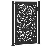 vidaXL Puerta de jardín diseño Llama Acero Negro 100x150 cm, Puerta de Cerca, Puerta Exterior, Puerta de Metal, Puerta de Seguridad, Puerta de Entrada