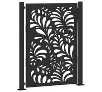 vidaXL Puerta de jardín diseño ondulado de acero negro 100x125 cm, puerta de cerca, puerta exterior, puerta de metal, puerta de seguridad