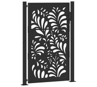 vidaXL Puerta de jardín diseño Ondulado de Acero Negro 105x155 cm, Puerta de Cerca, Puerta Exterior, Puerta de Metal, Puerta de Seguridad