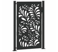 vidaXL Puerta de jardín diseño Ondulado de Acero Negro 105x155 cm, Puerta de Cerca, Puerta Exterior, Puerta de Metal, Puerta de Seguridad