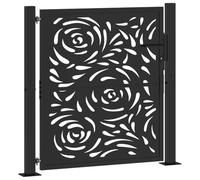 vidaXL Puerta de jardín negra 100x100 cm acero diseño llama