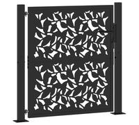 vidaXL Puerta de jardín negra 100x100 cm diseño de hojas de acero