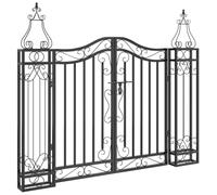 vidaXL Puerta de jardín de Hierro Forjado Negro 121x8x100 cm