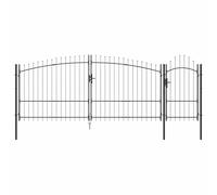 vidaXL Puerta de jardín WOERDEN 175 x 400 cm Acero Gris Con cerradura | Hecha para durar y aguantar el clima, Configuración rápida y fácil con el equipo que viene,
