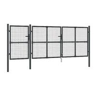 vidaXL Puerta de malla de jardín acero galvanizado antracita 400x175cm, puerta de exterior, puerta de jardín de acero, puerta de jardín trasera