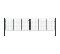 vidaXL Puerta de Malla de Jardín para Valla Barrera Cancela de Cerca Patio Granja Entrada Estable y Duradera Acero Galvanizado Gris 400x150 cm