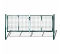 vidaXL Reja de Pared Puerta de Malla de Jardín, Verja con Cerradura Bisagras, Puerta Doble, Barrera de Entrada Exterior, 289x75 cm/306x125 cm