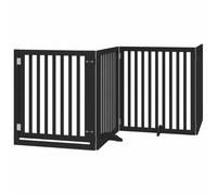 vidaXL Puerta de Perros Plegable 10 Paneles Madera álamo Negra 800 cm, Puerta para Mascotas, Puerta de Seguridad para Perros, Puerta para Perros de Seguridad