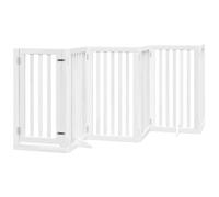 vidaXL Puerta de Perros Plegable 12 Paneles Madera álamo Blanca 600 cm, Puerta para Mascotas, Puerta de Seguridad para Perros, Puerta para Perros de Seguridad