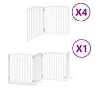 vidaXL Puerta de perros plegable 12 paneles madera álamo blanca 960 cm
