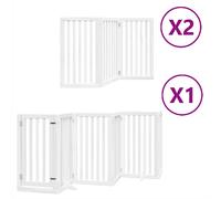 vidaXL Puerta de perros plegable 12 paneles madera álamo blanca 960 cm