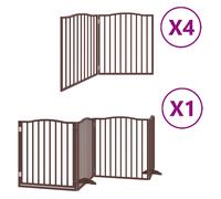 vidaXL Puerta de perros plegable 12 paneles madera álamo marrón 600 cm