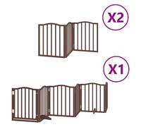vidaXL Puerta de perros plegable 12 paneles madera álamo marrón 600 cm