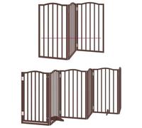 vidaXL Puerta de Perros Plegable 12 Paneles Madera álamo marrón 600 cm, Puerta para Mascotas, Puerta de Seguridad para Perros, Puerta para Perros de Seguridad