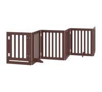 vidaXL Puerta de Perros Plegable 12 Paneles Madera álamo marrón 600 cm, Puerta para Mascotas, Puerta de Seguridad para Perros, Puerta para Perros de Seguridad