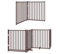 vidaXL Puerta de Perros Plegable 12 Paneles Madera álamo marrón 960 cm