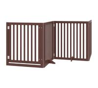 vidaXL Puerta de Perros Plegable 12 Paneles Madera álamo marrón 960 cm, Puerta para Mascotas, Puerta de Seguridad para Perros, Puerta para Perros de Seguridad