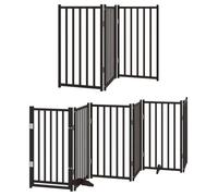 vidaXL Puerta de Perros Plegable 12 Paneles Madera álamo Negra 600 cm