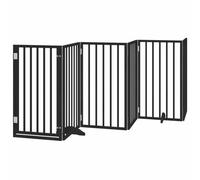 vidaXL Puerta de Perros Plegable 12 Paneles Madera álamo Negra 600 cm