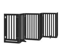 vidaXL Puerta de Perros Plegable 12 Paneles Madera álamo Negra 600 cm, Puerta para Mascotas, Puerta de Seguridad para Perros, Puerta para Perros de Seguridad