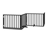 vidaXL Puerta de Perros Plegable 12 Paneles Madera álamo Negra 960 cm