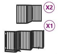 vidaXL Puerta de perros plegable 12 paneles madera álamo negra 960 cm