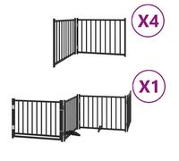 vidaXL Puerta de Perros Plegable 12 Paneles Madera álamo Negra 960 cm