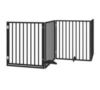 vidaXL Puerta de Perros Plegable 12 Paneles Madera álamo Negra 960 cm