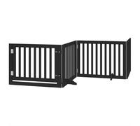 vidaXL Puerta de Perros Plegable 12 Paneles Madera álamo Negra 960 cm, Puerta para Mascotas, Puerta de Seguridad para Perros, Puerta para Perros de Seguridad