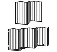 vidaXL Puerta de Perros Plegable 15 Paneles Madera álamo Negra 750 cm, Puerta para Mascotas, Puerta de Seguridad para Perros, Puerta para Perros de Seguridad