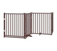 vidaXL Puerta de Perros Plegable 4 Paneles Madera Abeto marrón 320 cm, Puerta para Mascotas, Puerta de Seguridad para Perros, Puerta para Perros de Seguridad