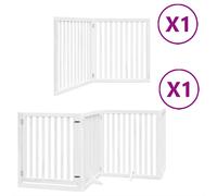 vidaXL Puerta de perros plegable 6 paneles madera álamo blanca 480 cm