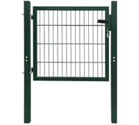 vidaXL Puerta de Valla Acero Verde 100x100 cm Reja Jardín Cercado y Cerradura
