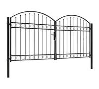 vidaXL Puerta de valla ASSEN de doble puerta con arco superior de acero