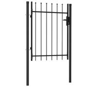 vidaXL Cancela de valla individual Puerta de jardín exterior 1 x 1,2 m Negro con puntas de acero
