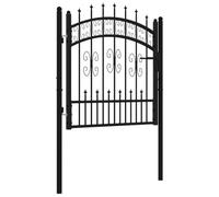vidaXL Puerta de Valla Cancela de Cerca Jardín Patio Granja Entrada Exterior al Aire Libre Punta Lanza Acero Recubierto Negro 103x150cm
