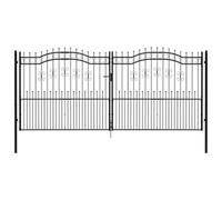 vidaXL Puerta de Valla Cancela de Cerca Jardín Patio Granja Entrada Exterior al Aire Libre Punta Lanza Acero Recubierto Negro 406x223cm