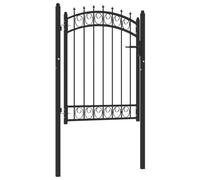 vidaXL Puerta de Valla con Picos Cancela Barrera Verja Patio Entrada Exterior Cerca Cerradura Robusta Estable Duradera Acero Negro 100x125 cm