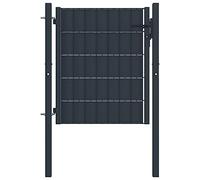 vidaXL Puerta de Valla de Exterior Cancela de Jardín Entrada Cercado de Patio de PVC y Acero Gris Antracita 100x101 cm