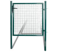 vidaXL Puerta de valla doble de acero con recubrimiento en polvo Verde oscuro 100x150 cm