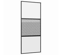 vidaXL Puerta de Vidrio Calado Negro 90 x 2 x 205 cm Aluminio, Puerta corrediza de Vidrio para Sala, diseño Moderno, Funcional y Ahorra Espacio, Separador de Paneles de Aluminio