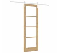 vidaXL Puerta Deslizante Orkdal con Hardware de Madera Maciza y Vidrio Natural y Blanco 73.5X211 cm Interior para Sala de Estar, Habitación, Cocina, Oficina - Mecanismo Interior Juego de Puerta de Ma