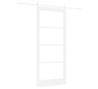 vidaXL Puerta Deslizante con Juego de Hardware Orkdal Madera Sólida Blanca y Vidrio 93X211 cm Interior para Pasillo Componentes Ajustables. Minimalista de Madera Interior Opaca de Granja Entrada
